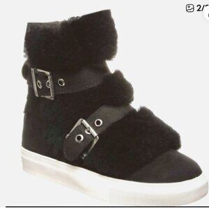 NEW Luxe De Leon Women's Monterrey Black Leather w/shearling winter boots Sz 9 M